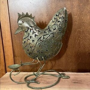 Metallic Rooster Candle Holder